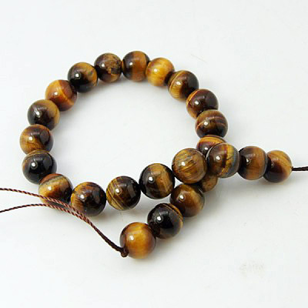 

PandaHall Natural Tiger Eye Beads Strands, Round, Goldenrod, 14mm, Hole: 1mm, about 14pcs/strand, 7.4 inch Tiger Eye Round Gold