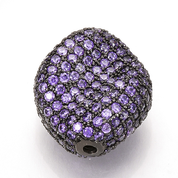 

PandaHall Brass Micro Pave Cubic Zirconia Beads, Oval, Medium Orchid, Gunmetal, 20x17x9mm, Hole: 1.5mm Brass+Cubic Zirconia Oval Purple