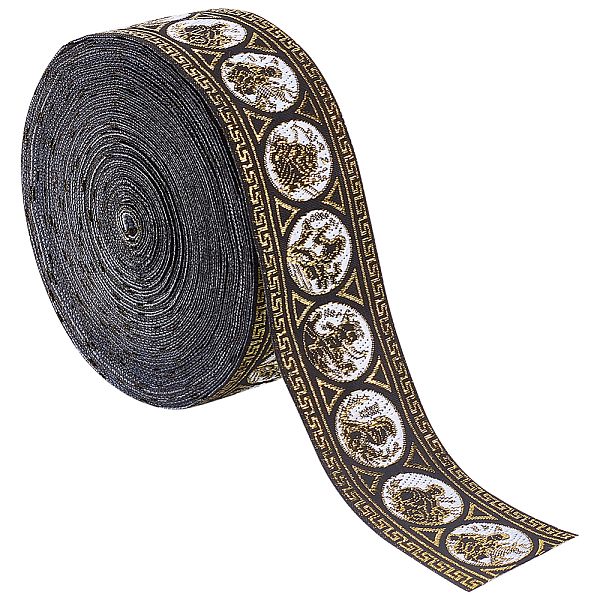 

PandaHall Ethnic Embroidery Polyester Flat Ribbons, Jacquard Ribbon, Goldenrod, 1-1/4 inch(33mm) Polyester Gold