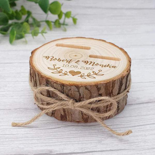 

PandaHall Customized Column Wooden Ring Holder, Jewelry Wedding Display Stand for Double Rings Storage, Camel, 8~10x5cm Wood Column Brown