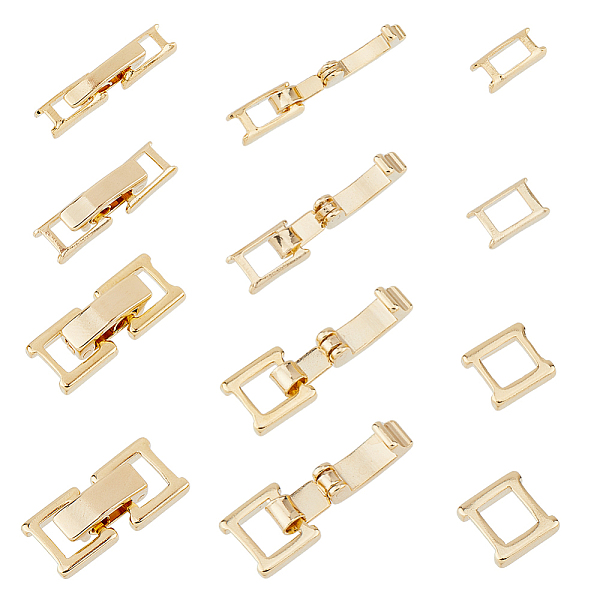 

PandaHall SUPERFINDINGS 16 Sets 4 Styles Brass Fold Over Clasps Necklace Bracelet Extenders Foldover Extension Clasp Long-Lasting Plated...