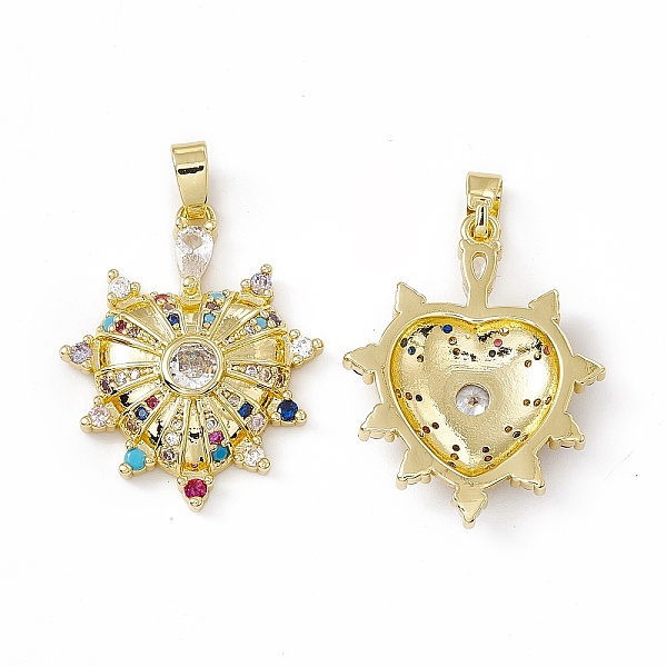 

PandaHall Brass Micro Pave Cubic Zirconia Pendants, with Glass Rhinestone, Real 18K Gold Plated, Bumpy Heart Charm, Colorful, 26x21x4.5mm...