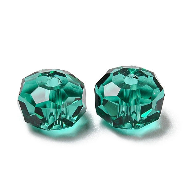 

PandaHall Transparent Glass Beads, Faceted, Rondelle, Blue Zircon, 6x4mm, Hole: 1.2mm Glass Rondelle Cyan
