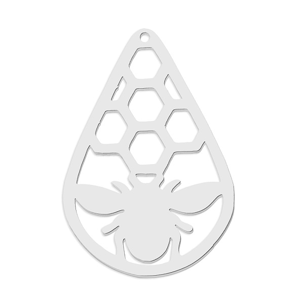 

PandaHall 201 Stainless Steel Pendants, Laser Cut, Teardrop with Bee, Stainless Steel Color, 36.5x24.5x1mm, Hole: 1.6mm 201 Stainless Steel...