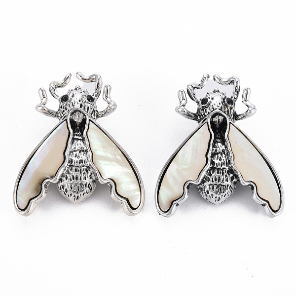 

PandaHall Natural White Shell Cicada Brooch, Alloy Lapel Pin with Loop for Jewelry Pendant, Cadmium Free & Lead Free, Antique Silver, Floral...