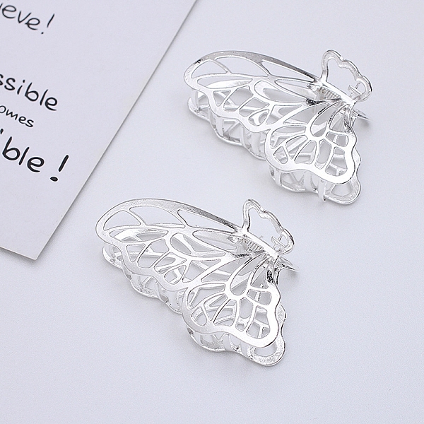 

PandaHall Alloy Claw Hair Clips, Butterfly, Silver, 80x50mm Alloy