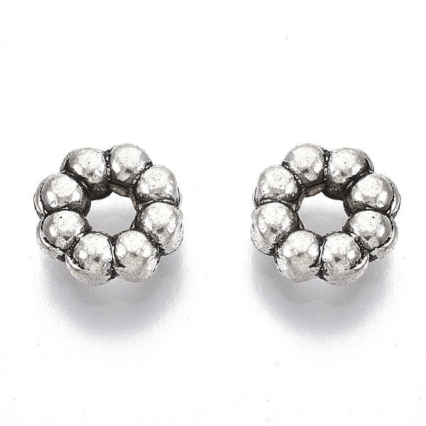 

PandaHall Tibetan Style Alloy Beads, Cadmium Free & Lead Free, Flower, Antique Silver, 7x2.5mm, Hole: 2mm, about 1400pcs/1000g Alloy Flower