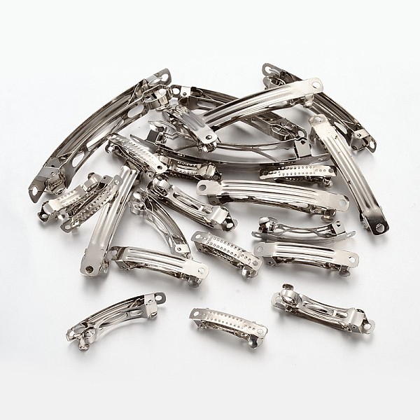 

PandaHall Iron Hair Barrette Findings, French Hair Clip Findings, Mixed Style, Platinum, 30~78x5~9mm Iron