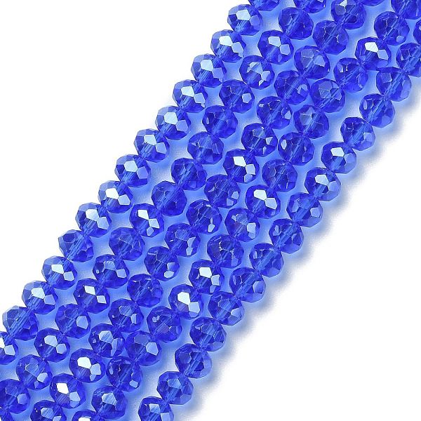 

PandaHall Glass Beads Strands, Pearl Luster Plated, Crystal Suncatcher, Faceted Rondelle, Royal Blue, 8x6mm, Hole: 1mm, about...