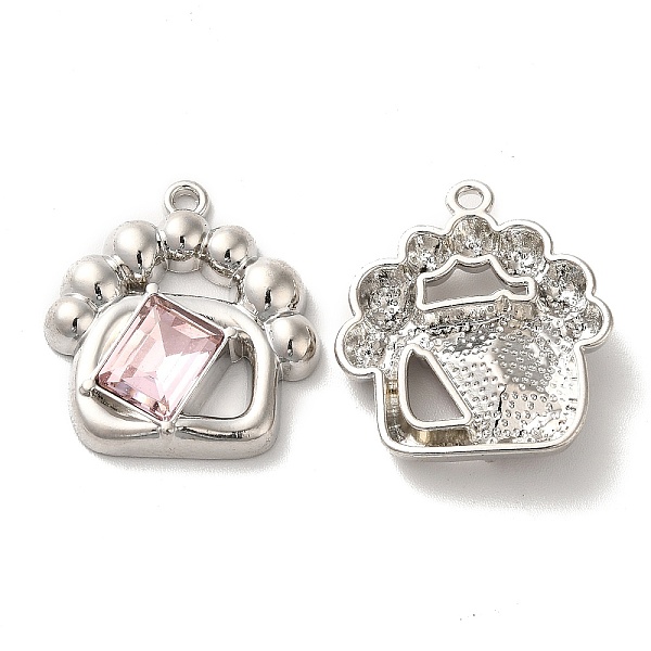 

PandaHall Alloy Pendant, with Glass, Platinum, Lead Free & Cadmium Free, Bag Charm, Misty Rose, 22x20x4.5mm, Hole: 1.5mm Alloy+Glass Bag
