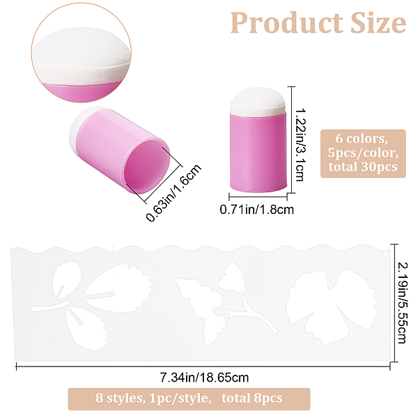 

PandaHall CRASPIRE Colorful Finger Sponge Daubers 30pcs Finger Painting Sponge Set with 8pcs Flower Stencil Templates Art and Craft Drawing..., Multicolor