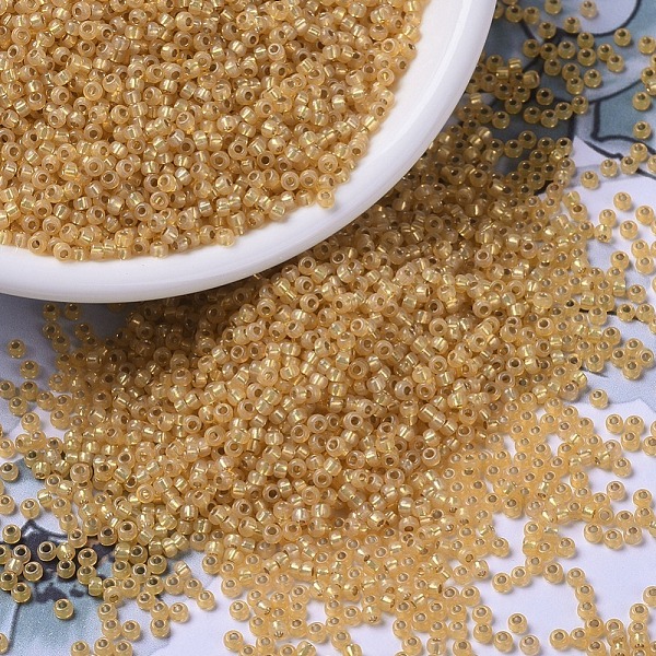 

PandaHall MIYUKI Round Rocailles Beads, Japanese Seed Beads, (RR677) Silverlined Gold Opal, 11/0, 2x1.3mm, Hole: 0.8mm, about 5500pcs/50g...
