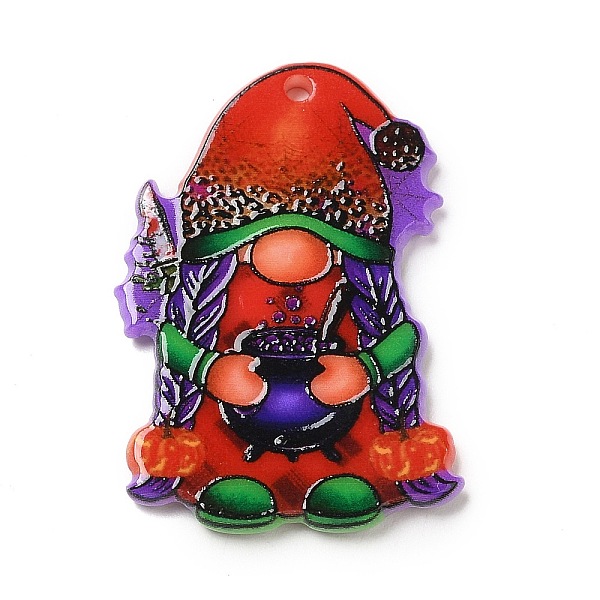 

PandaHall Halloween Printed Acrylic Pendants, Gnome Charms, Red, 36x24x2.5mm, Hole: 1.8mm Acrylic Human Red