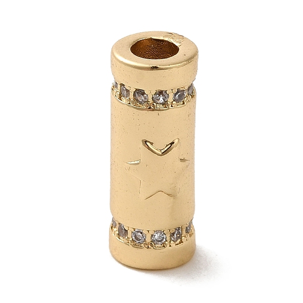 

PandaHall Brass Micro Pave CLear Cubic Zirconia Tube Beads, Real 18K Gold Plated, Star, 18x7.5~8x7.5~8mm, Hole: 3.7mm Brass Star