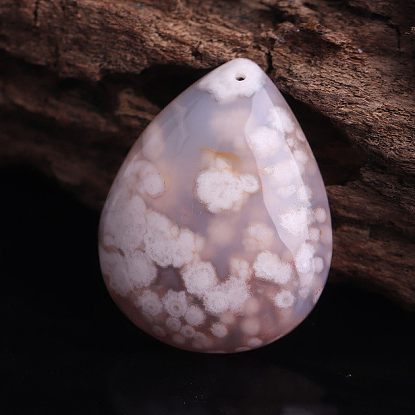 Natural Cherry Blossom Agate Pendants