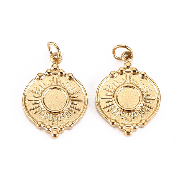

PandaHall 304 Stainless Steel Pendant Cabochon Settings, with Jump Rings, Flat Round, Real 14K Gold Plated, Tray: 1/8 inch(4mm), 17x12.5x2mm...