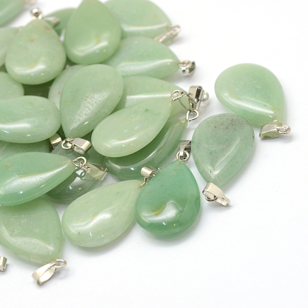 

PandaHall Teardrop Natural Green Aventurine Pendants, with Platinum Tone Brass Findings, 25~29x16~17x5~6mm, Hole: 2x7mm Green Aventurine...