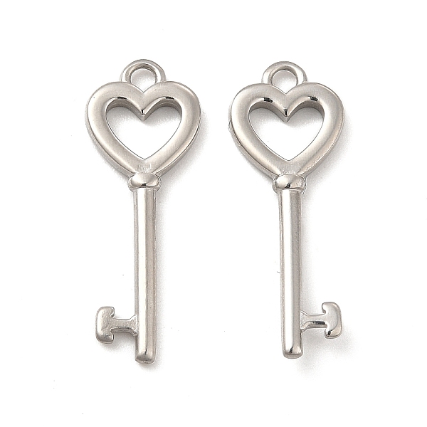 

PandaHall 304 Stainless Steel Pendants, Heart Key Charm, Stainless Steel Color, 24x9x2mm, Hole: 1.6mm 304 Stainless Steel Key