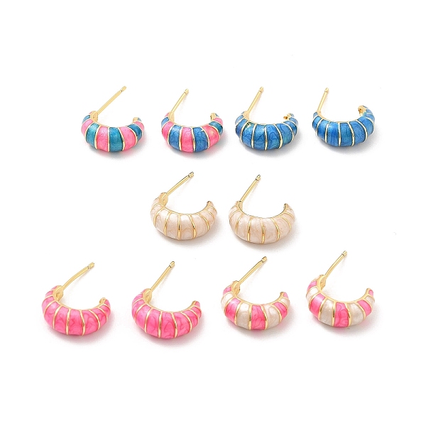 

PandaHall Enamel Croissant Stud Earrings, Real 18K Gold Plated Brass Jewelry for Women, Cadmium Free & Lead Free, Mixed Color, 14.5x5.5mm..., Multicolor