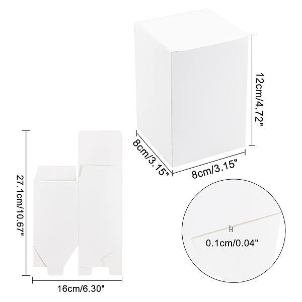 

PandaHall Foldable Creative Kraft Paper Box, Wedding Favor Boxes, Favour Box, Paper Gift Box, Rectangle, White, 8x8x12cm Paper Rectangle...