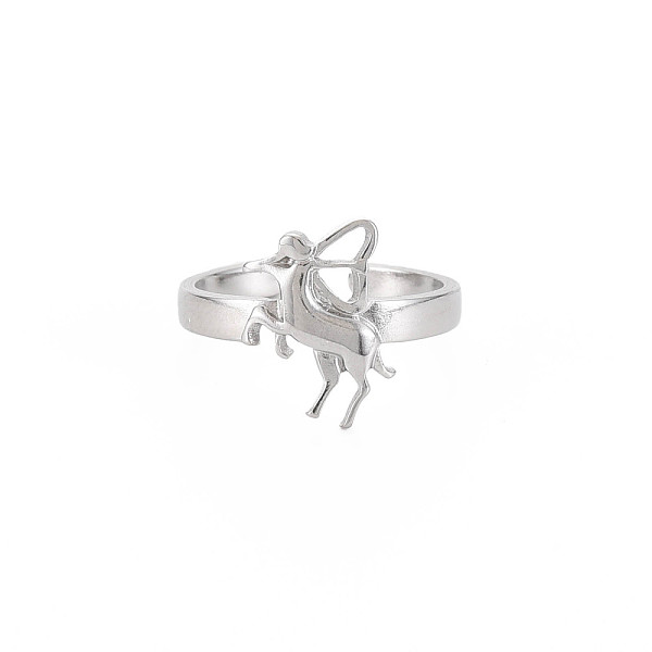 

PandaHall 304 Stainless Steel 12 Constellations/Zodiac Signs Open Cuff Ring for Women, Stainless Steel Color, Sagittarius, US Size 6 3/4...