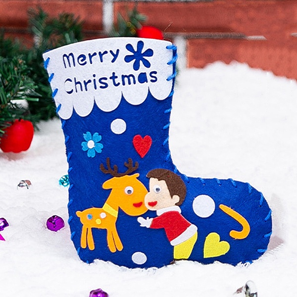 

PandaHall DIY Non-woven Fabric Christmas Sock Kits, including Fabric, Needle, Cord, Human Cloth Human Multicolor
