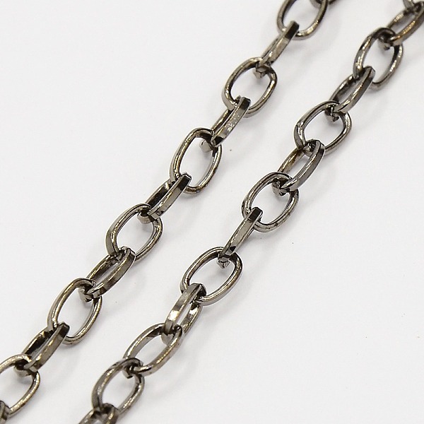 

PandaHall Iron Cable Chains, Unwelded, with Spool, Flat Oval, Gunmetal, 6.9x3.8x0.9mm, about 164.04 Feet(50m)/roll Iron