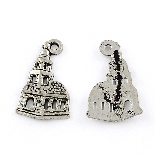 

PandaHall Tibetan Style Zinc Alloy Pendants, Lead Free & Cadmium Free, Church, Antique Silver, 23x14x2mm, Hole: 2mm, about 500pcs/500g Alloy...