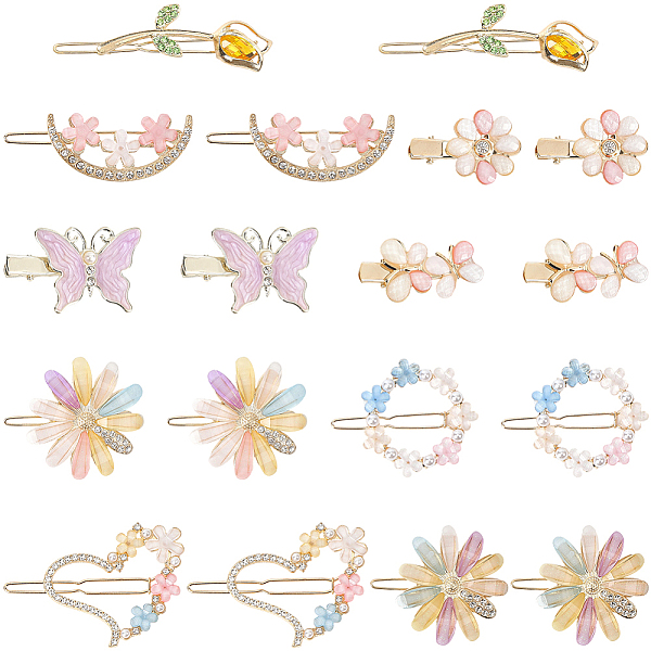 4 Bags 2 Styles Alloy & Resin Clip Hair Barrettes
