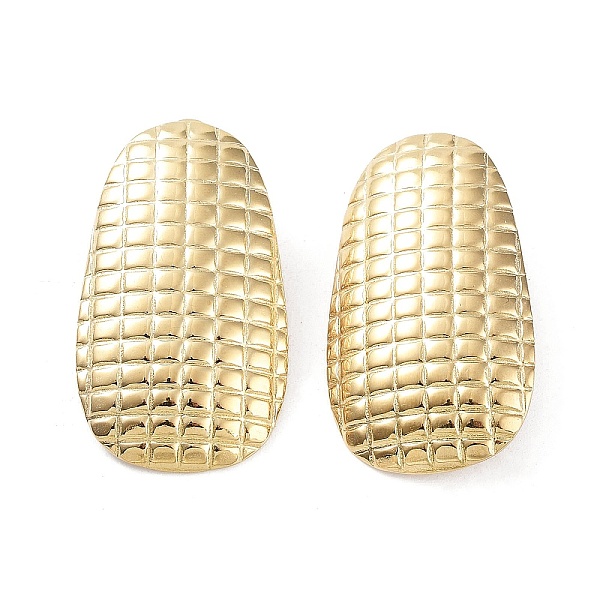 

PandaHall 304 Stainless Steel Stud Earrings, Textured Teardrop, Golden, 33.5x19mm 304 Stainless Steel Teardrop