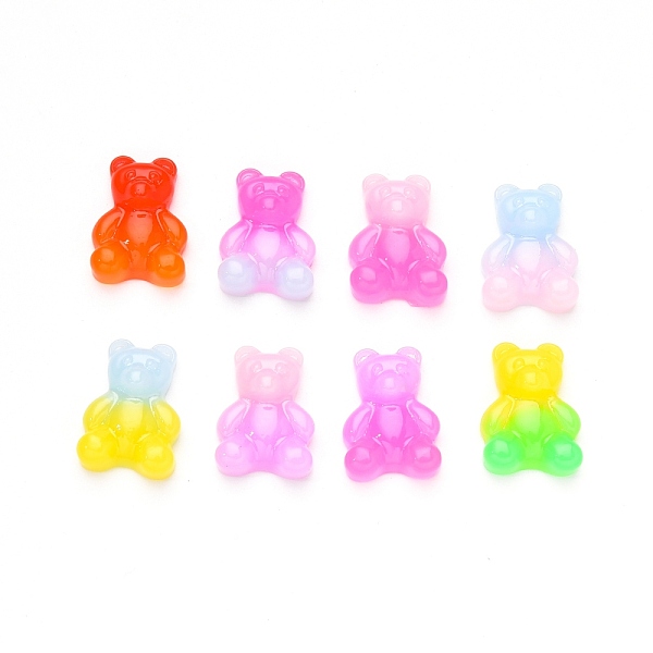

PandaHall Gradient Color Opaque Resin Cabochons, with Glitter Powder Bear, Mixed Color, 20.5x15x6.5mm Resin Bear Multicolor