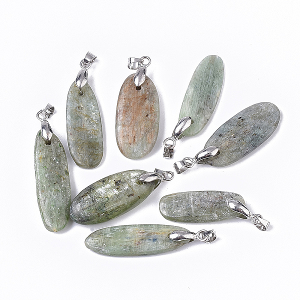 

PandaHall Natural Green Quartz Pendants, with Platinum Tone Brass Ice Pick Pinch Bails, Oval, 27~35x9~14x2~9mm, Hole: 4x4mm Green Quartz...