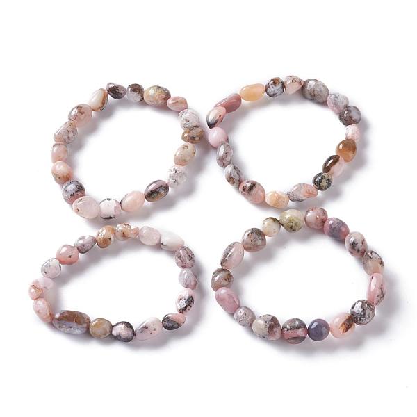 Bracciali Elasticizzati Con Perle Di Opale Rosa Naturale