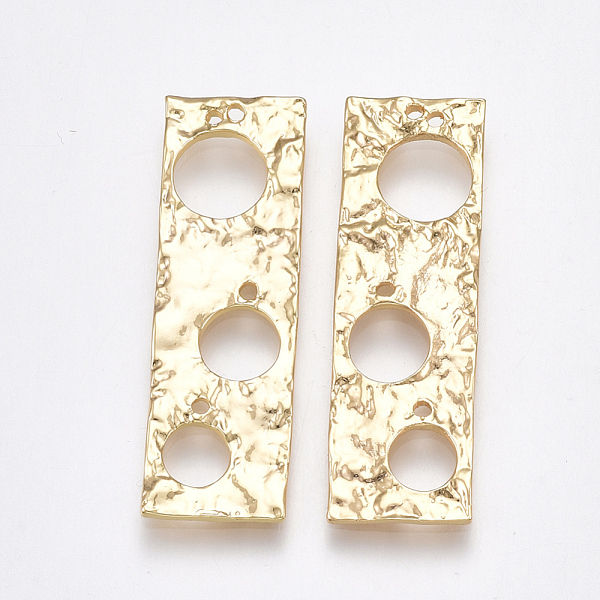 

PandaHall Brass Chandelier Components Links, Hammered, Rectangle, Nickel Free, Real 18K Gold Plated, 36.5x11.5x1.5mm, Hole: 1mm Brass...