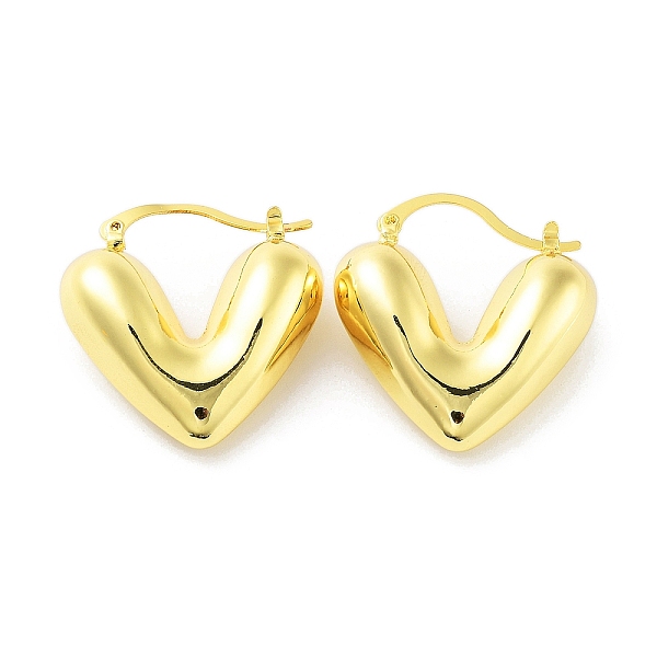 

PandaHall Real 18K Gold Plated Brass Hoop Earrings, Heart, 29x11x28mm Brass Heart
