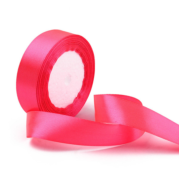 

PandaHall Single Face Satin Ribbon, Polyester Ribbon, Magenta, 1 inch(25mm) wide, 25yards/roll(22.86m/roll), 5rolls/group, 125yards/group..., Pink