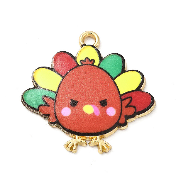

PandaHall Cute Printed Alloy Pendants, Light Gold, Cadmium Free & Nickel Free & Lead Free, Turkey Charm, FireBrick, 26x26x2mm, Hole: 2mm..., Red
