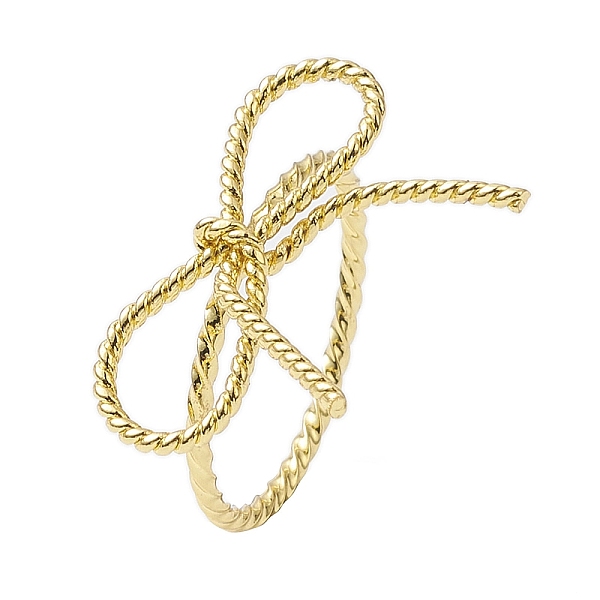

PandaHall Rack Plating Brass Finger Rings, Long-Lasting Plated, Lead Free & Cadmium Free, Bowknot, Real 18K Gold Plated, US Size 7 1/4...