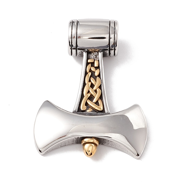

PandaHall 304 Stainless Steel Pendants, Ion Plating(IP), Axe, Antique Silver & Golden, 48x35x12mm, Hole: 9mm 304 Stainless Steel Others