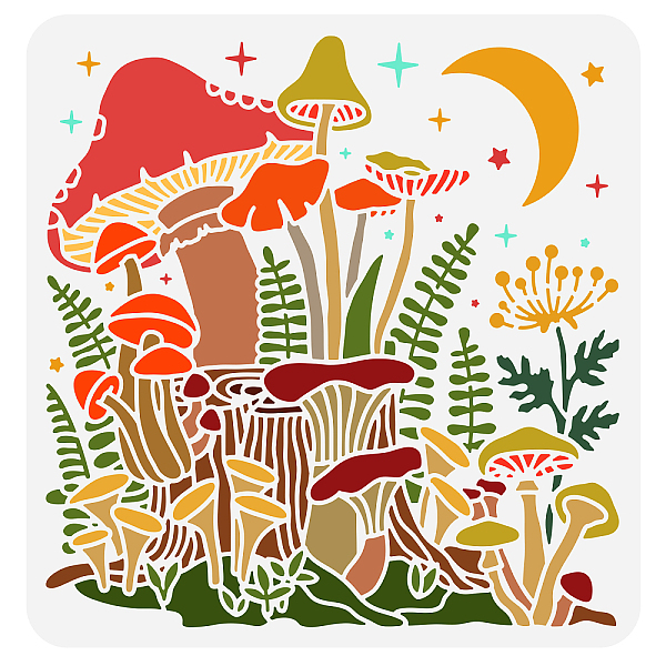 

PandaHall FINGERINSPIRE Mushroom Stencil for Painting 11.8x11.8 inch Hollow Out Flower Bush Craft Stencil Reusable Moon Star Drawing Stencil...