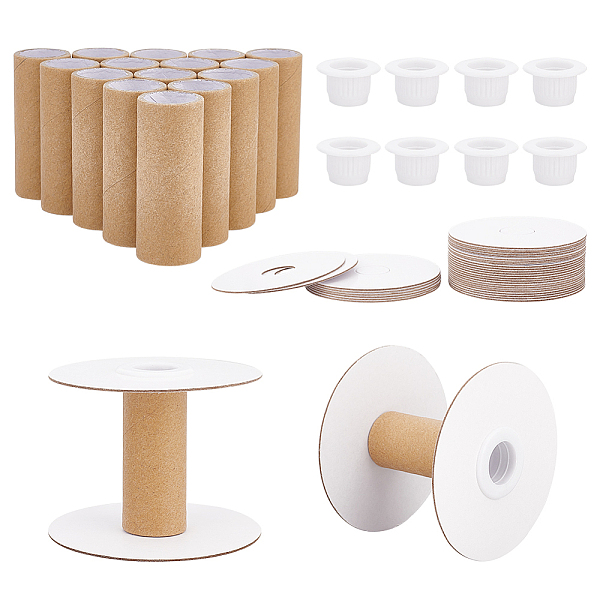 PandaHall Paper Thread Winding Bobbins, with Plastic Finding, for Cross-Stitch Embroidery Sewing Tool, BurlyWood, 80x60mm, 16 sets/box...