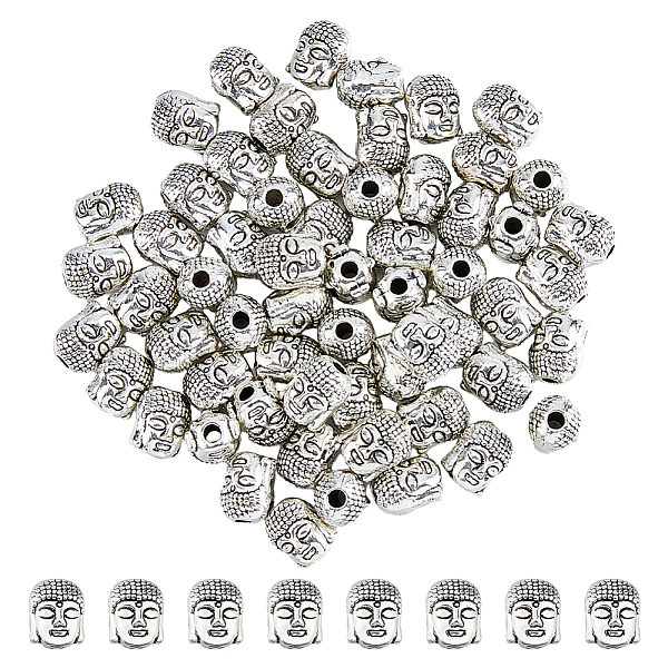 

PandaHall DICOSMETIC 60Pcs Tibetan Style Alloy Beads, Buddha, Cadmium Free & Lead Free, Antique Silver, 9x7x7mm, Hole: 2mm Alloy Others