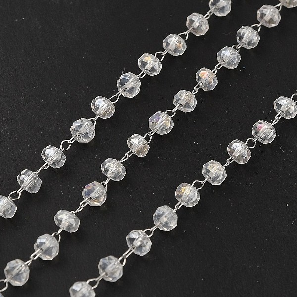

PandaHall Glass Rondelle Beaded Chains, with 304 Stainless Steel Findings, Soldered, with Spool, Stainless Steel Color, 2x1.5x0.2mm, 4x2mm...