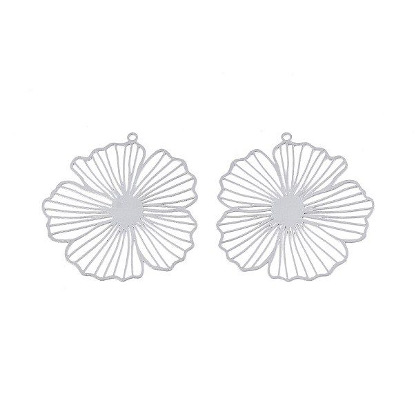 

PandaHall 201 Stainless Steel Pendants, Etched Metal Embellishments, Flower, Stainless Steel Color, 35.5x33.5x0.3mm, Hole: 1.2mm 201...