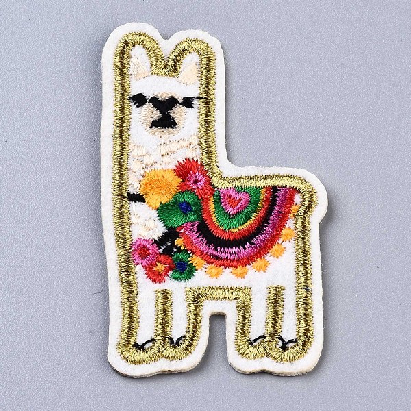 PandaHall Alpaca Appliques, Computerized Embroidery Cloth Iron on/Sew on Patches, Costume Accessories, Colorful, 67x39x1.5mm Cloth Other...