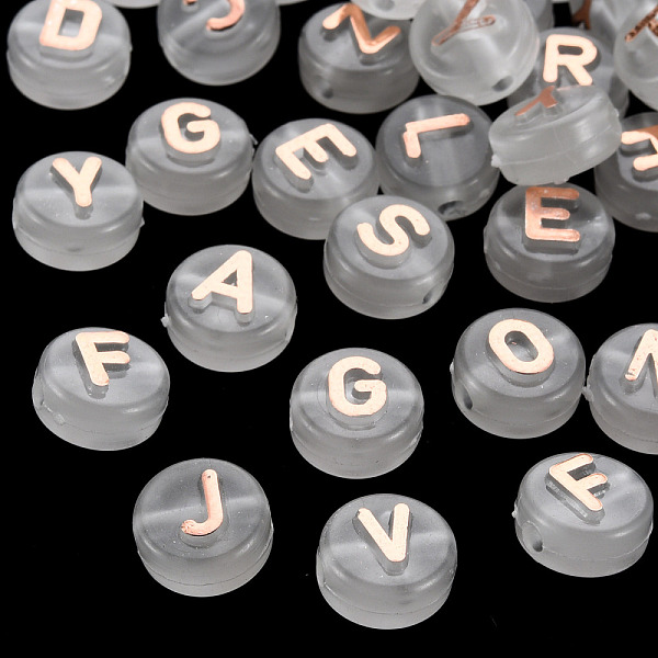 

PandaHall Luminous Acrylic Beads, Horizontal Hole, Flat Round with Random Mixed Letters, Coral, 10x6mm, Hole: 2mm, about 1500~1580pcs/500g..., Red
