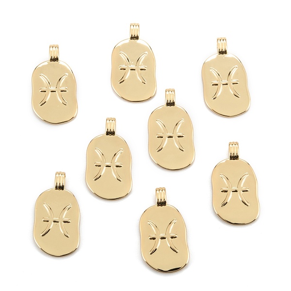 

PandaHall Brass Pendants, Long-Lasting Plated, Oval with Constellation, Real 18K Gold Plated, Pisces, 24x12.5x2mm, Hole: 3.5x1.5mm Brass...