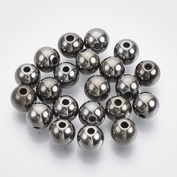 

PandaHall CCB Plastic Beads, for DIY Jewelry Making, Round, Gunmetal, 8x7mm, Hole: 1.6mm. Plastic Round