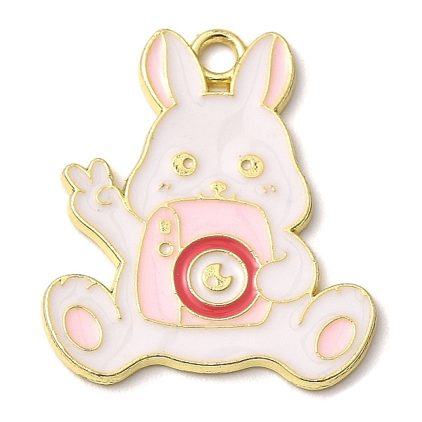 

PandaHall Zinc Alloy Enamel Pendants, Rabbit Charms, Golden, Pink, 27.5x24x1.3mm, Hole: 2.2mm Alloy+Enamel Rabbit Pink