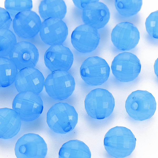 

PandaHall Transparent Acrylic Beads, Dyed, Faceted, Round, Dodger Blue, 9.5x9.5mm, Hole: 2mm, about 970pcs/500g Acrylic Round